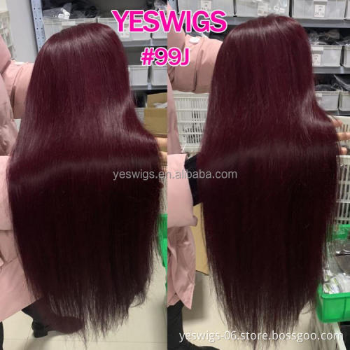 Cheap 99J Red Colored Human Hair Hd Full Lace Front Wig Raw Brazilian Virgin Human Hair Lace Frontal Wig For Black Women Vendor